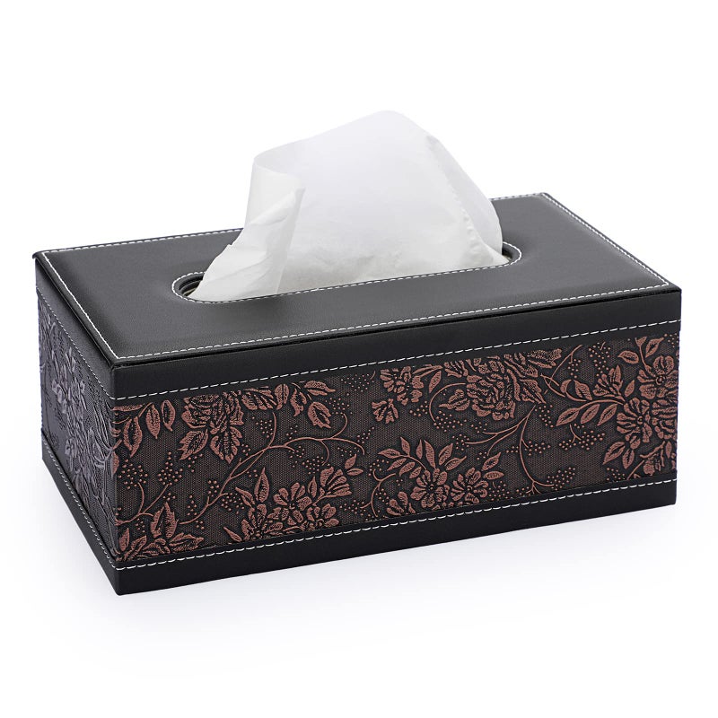 Sumnacon Tissue Box Cover Rectangule Leather Tissue Box with Magnetic Bottom,Stylish PU Tissue Box Holder for Bathroom Toilet Bedroom Living Room Desk Table Office Car - Image 1